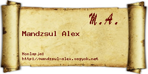 Mandzsul Alex névjegykártya